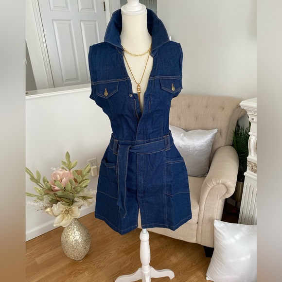 Zara Dresses & Skirts - ZARA JUNIOR’S TIE FRONT DRESS WITH HIDDEN POCKET COLOR INDIGO WASH SIZE M